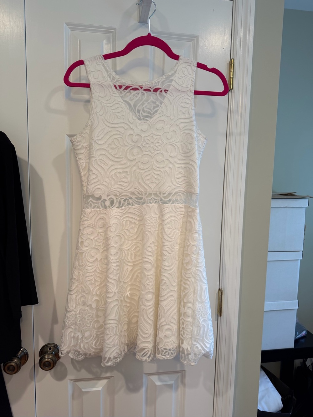 Sally Miller Ivory Floral Lace Fit-and-Flare Dress